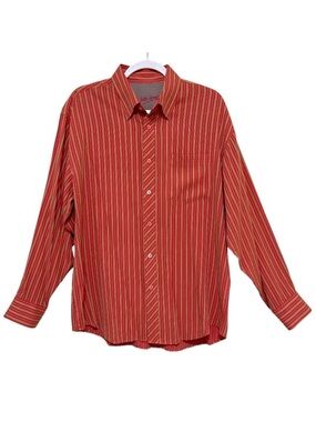 Bugatchi Uomo Striped Colorful Bold Button Down Shirt Long Sleeves Pocket Size L